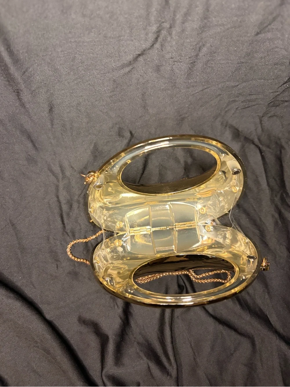 Gold Metallic Round Top-Handle Crossbody Bag